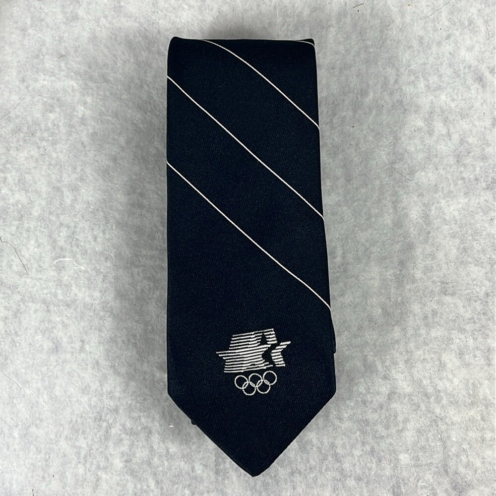 Cervantes 1980 Los Angeles Olympic Emblem Navy Blue Tie Mens Made In Los Angeles - Picture 5 of 6